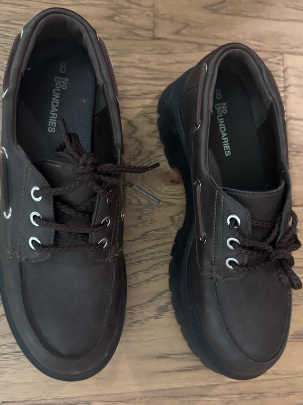 No Boundaries Men's Dark Brown Lace-Up Boat Shoes
